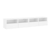 vidaXL Meubles TV Muraux 2 pcs, Armoires de Télévision Suspendues avec Compartiment, Meubles Télé Flottants, Moderne, Blanc Bois d'Ingénierie