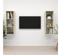 vidaXL Meubles TV Muraux 2 pcs, Armoires de Télévision Suspendues, Meubles Télé Flottants de Salle de Séjour Salon, Chêne Sonoma Bois d'Ingénierie