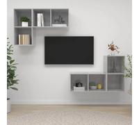 vidaXL Meubles TV Muraux 4 pcs, Armoires de Télévision Suspendues, Meubles Télé Flottants de Salle de Séjour Salon, Gris Béton Bois d'Ingénierie Gris G