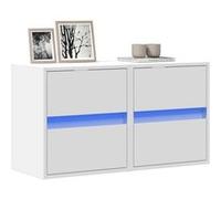 vidaXL Meubles TV muraux avec lumières LED 2 pcs blanc 41x31x45 cm, meuble TV suspendu au mur, unité TV flottante, support 852272 Blanc G