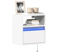 vidaXL Meubles TV muraux avec lumières LED 2 pcs blanc 41x31x45 cm, meuble TV suspendu au mur, unité TV flottante, support 852314 Blanc G