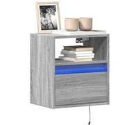 vidaXL Meubles TV muraux et lumières LED 2 pcs sonoma gris 41x31x45 cm, meuble TV suspendu au mur, unité TV flottante, 852324 Gris G