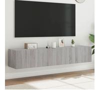 vidaXL Meubles TV Muraux et Lumières LED 2pcs, Armoires de Télévision Suspendues avec Rangement, Meubles Télé Flottants 837292