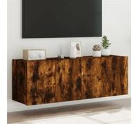 vidaXL Meubles TV Muraux et Lumières LED 2pcs, Armoires de Télévision Suspendues avec Rangement, Meubles Télé Flottants Salon, Moderne, Chêne Fumé