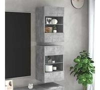 vidaXL Meubles TV muraux et lumières LED 2pcs gris béton 40x30x60,5 cm 837085