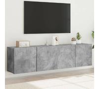 vidaXL Meubles TV Muraux 2 pcs, Armoires de Télévision Suspendues avec Rangement, Meubles Télé Flottants Salon, Moderne, Gris Béton Bois d'Ingénierie
