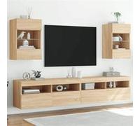 Vidaxl Meubles Tv Muraux Lumières Led 2 Pcs Chêne Sonoma 40x30x60,5 Cm Multicolore