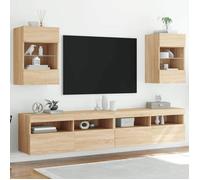 Vidaxl Meubles Tv Muraux Lumières Led 2 Pcs Chêne Sonoma 40x30x60,5 Cm Multicolore