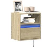 vidaXL Meubles TV muraux lumières LED 2 pcs chêne sonoma 41x31x45 cm, meuble TV suspendu au mur, unité TV flottante, support 852318 Marron G
