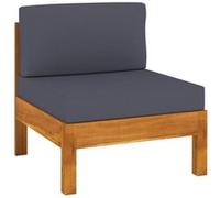 vidaXL Canapé central en bois massif d'acacia avec coussins gris foncé