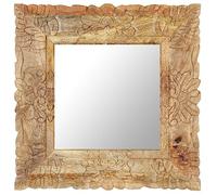 vidaXL Miroir mural décoratif de maquillage 50x50 cm Bois de manguier massif