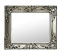 vidaXL Miroir Mural Style Baroque Miroir Suspendu Décoratif Garde-Robe Dressing Rectangulaire Chambre à Coucher Maison Intérieur 50x40 cm Argenté