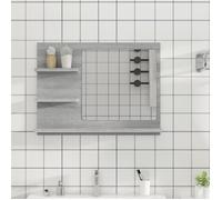 vidaXL Miroir de Salle de Bain Meuble de Toilette Mural Maquillage Coiffeuse Cosmétique Décoration Sonoma Gris 60x10,5x45 cm Bois d'Ingénierie