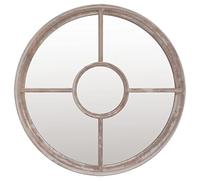 vidaXL Miroir de Jardin Miroir de Patio Mural Décoration de Jardin Suspendu Ajout de Lumière Sable 60x4 cm Fer Rond Utilisation Extérieure