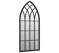 vidaXL Miroir de Jardin Miroir Mural Miroir Décoratif Miroir Suspendu Jardin Arrière-Cour Noir 100x45 cm Fer pour Utilisation Extérieure