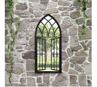 vidaXL Miroir de jardin Noir, 100x45 cm Fer pour utilisation extérieure