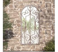 vidaXL Miroir de jardin mural 100x45 cm Sable Fer pour utilisation extérieure