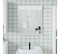 vidaXL Miroir de salle de bain avec étagère BERG blanc bois massif Blanc G