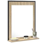 vidaXL Miroir de Salle de Bain avec étagère Noir 50 x 12 x 60 cm, Miroir rectangulaire Moderne, à Fixer au Mur, Accessoire déco Fonctionnel pour la Salle de Bain