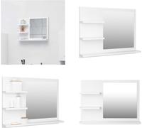 vidaXL Miroir de salle de bain Blanc 60x10,5x45 cm Bois composite - Miroir - Miroir de salle de bain - Miroir de salle de bain