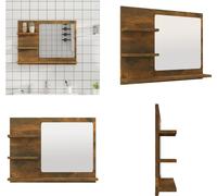 vidaXL Miroir de salle de bain chêne fumé 60x10,5x45 cm Bois composite - Miroir - Miroir de salle de bain - Miroir de salle de bain