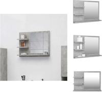 vidaXL Miroir de salle de bain gris béton 60x10,5x45 cm Bois composite - Vasque de salle de bain