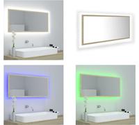 vidaXL Miroir de salle de bain LED Chêne Sonoma 100x8,5x37 cm Acrylique - Miroir - Miroir de salle de bain - Miroir de salle de bain
