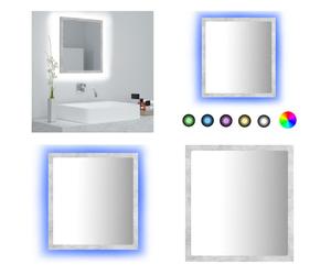 vidaXL Miroir de salle de bain LED gris béton 40x8,5x37 cm Acrylique - Miroir - Miroir de salle de bain - Miroir de salle de bain