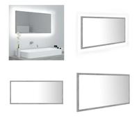 vidaXL Miroir de salle de bain LED gris béton 90x8,5x37 cm Acrylique - Miroir - Miroir de salle de bain - Miroir de salle de bain