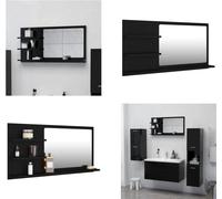 vidaXL Miroir de salle de bain Noir 90x10,5x45 cm Bois composite - Miroir - Miroir de salle de bain - Miroir de salle de bain