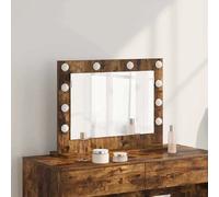 VIDAXL Psyche Miroir de vanité 60 x 45 x 18 cm - Chêne fumé, LED blanc chaud