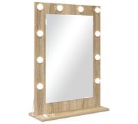 vidaXL Miroir de vanité Rectangulaire Chêne Sonoma 70 x 50 x 18 cm, Miroir de Chambre élégant, déco LED, Support en Verre Contemporain, éclairage Chaleureux et Style assuré