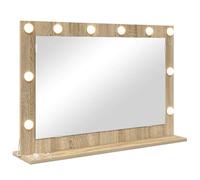 vidaXL Miroir de vanité Rectangulaire Chêne Sonoma 80 x 55 x 18 cm, Miroir de Chambre élégant, déco LED, Support en Verre Contemporain, éclairage Chaleureux et Style assuré
