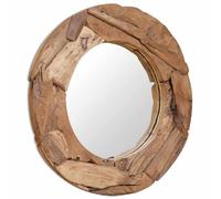 vidaXL Miroir décoratif Teck 80 cm Rond