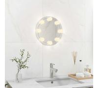 vidaXL Miroir Mural sans Cadre avec Lampes LED Rond Miroir de Dressing Miroir de Maquillage Chambre à Coucher Salle de Bain 3078646 Blanc G