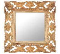 vidaXL Spiegel handgesneden 50x50 cm massief mangohout bruin321638 Brun G