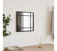vidaXL Miroir Mural, Décoration de Chambre avec Film Anti Éclatement au Dos, Miroir Suspendu Couloir Salle de Bain, Noir Carré Fer