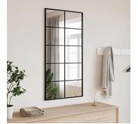 vidaXL Miroir mural 50x100 cm Noir - Verre, cadre en fer peint, rectangle, film anti-explosion