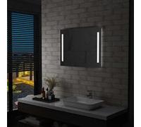 vidaXL Miroir Mural à LED pour Salle de Bains Miroir à Lumière Miroir à Eclairage Economie d'Energie Miroir Carré Intérieur 144706 Gris G