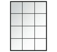 vidaXL Miroir mural à suspendre - Miroir décoratif - Pour salon - Miroir de salle de bain - Noir - 80 x 60 cm - Métal