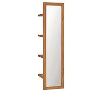 vidaXL Miroir Mural avec Etagères Décoration Miroir de Maquillage Miroir Cosmétique Salle de Bain Maison Intérieur 30x30x120 cm Bois de Teck Massif