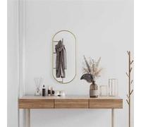 vidaXL Miroir Mural Miroir de Maquillage Coiffeuse Cosmétique Décoration de Salle de Bain Toilette Salon Intérieur Doré 80x35 cm Ovale