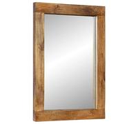 vidaXL Miroir Mural, Miroir de Maquillage Suspendu, Miroir de Courtoisie, Décoration Chambre à Coucher Salon Salle de Bain, 70x50 cm Bois de Manguier Massif et Verre