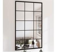 vidaXL Miroir mural 100x60 cm Noir – Cadre métal et verre, miroir maquillage, fixation murale