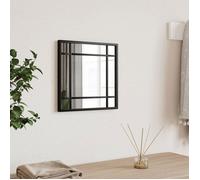 vidaXL Miroir Mural, Décoration de Chambre avec Film Anti Éclatement au Dos, Miroir Suspendu Couloir Salle de Bain, Noir Carré Fer
