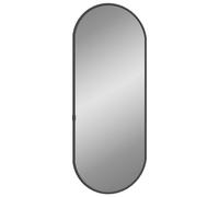 vidaXL Miroir mural noir - 50 x 20 cm - Miroir ovale en verre pour coiffeuse, couloir, salon - Cadre en PVC élégant - Décoration murale moderne