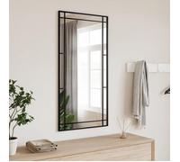 vidaXL Miroir Mural, Décoration de Chambre avec Film Anti Éclatement au Dos, Miroir Suspendu Couloir Salle de Bain, Noir Rectangulaire Fer