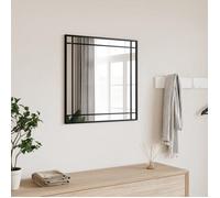 vidaXL Miroir Mural, Décoration de Chambre avec Film Anti Éclatement au Dos, Miroir Suspendu Couloir Salle de Bain, Noir Carré Fer
