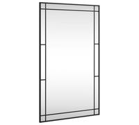 vidaXL Miroir Mural, Décoration de Chambre avec Film Anti Éclatement au Dos, Miroir Suspendu Couloir Salle de Bain, Noir Rectangulaire Fer