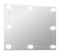 vidaXL Miroir Mural sans Cadre avec Lampes LED Rectangulaire Miroir de Dressing Miroir de Maquillage Chambre à Coucher Salle de Bain Intérieur Verre
